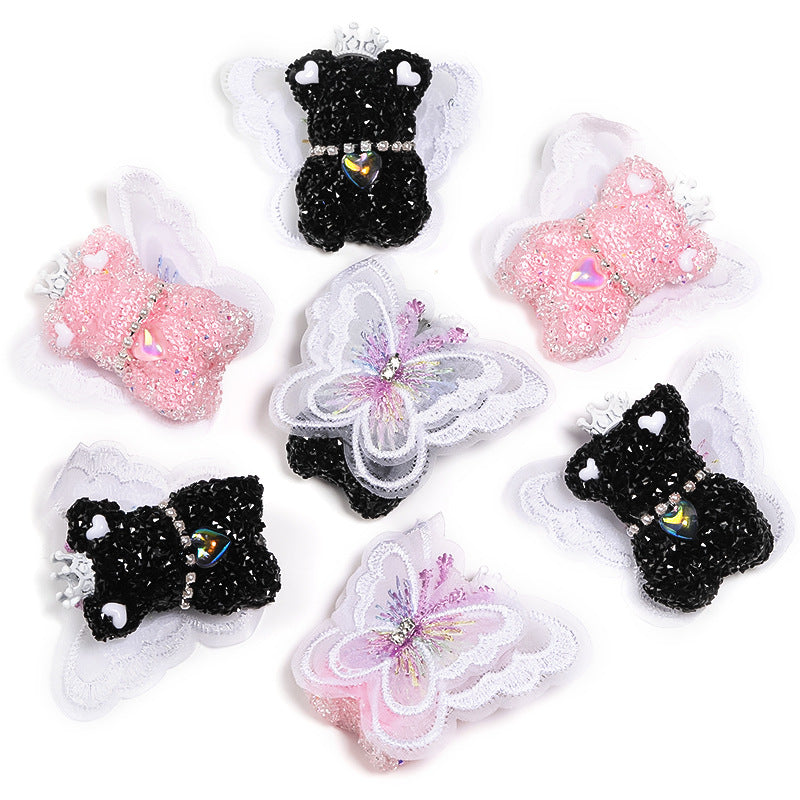 Wholesale 5pcs/pack beaded accessories wings bear sugar beads full diamond beads